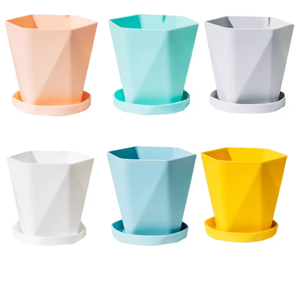 

2023NEW 1 Pcs Plastic Resin Flower Pots New Geometric Nordic Simple White Thickened Green Radish Fleshy Flowerpots Indoor Plants