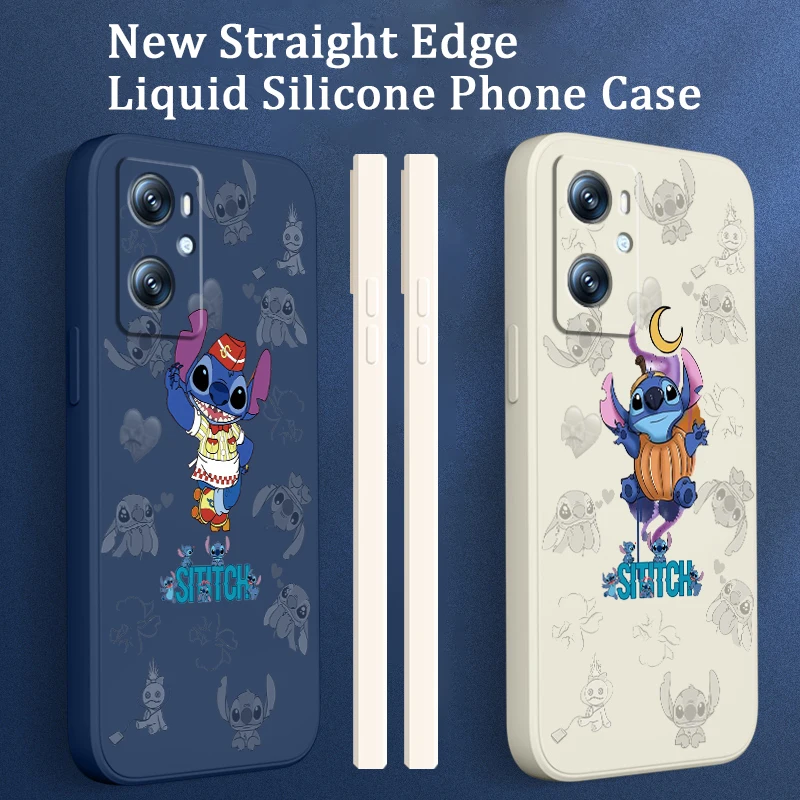 

Disney Stitch Monster Cute Phone Case For OPPO A96 A94 A93 A77 A76 A74 A72 A57 A53S A16 A9 Find X5 X3 Lite F21 5G Liquid Rope