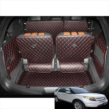 Car trunk mats for ford explorer leather mat cargo liner 2011 2012 2013 2014 2015 2016 2017 2018 2019 interior boot 5