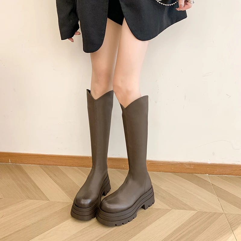 Женские демисезонные новые ботинки в британском стиле с высоким рукавом и