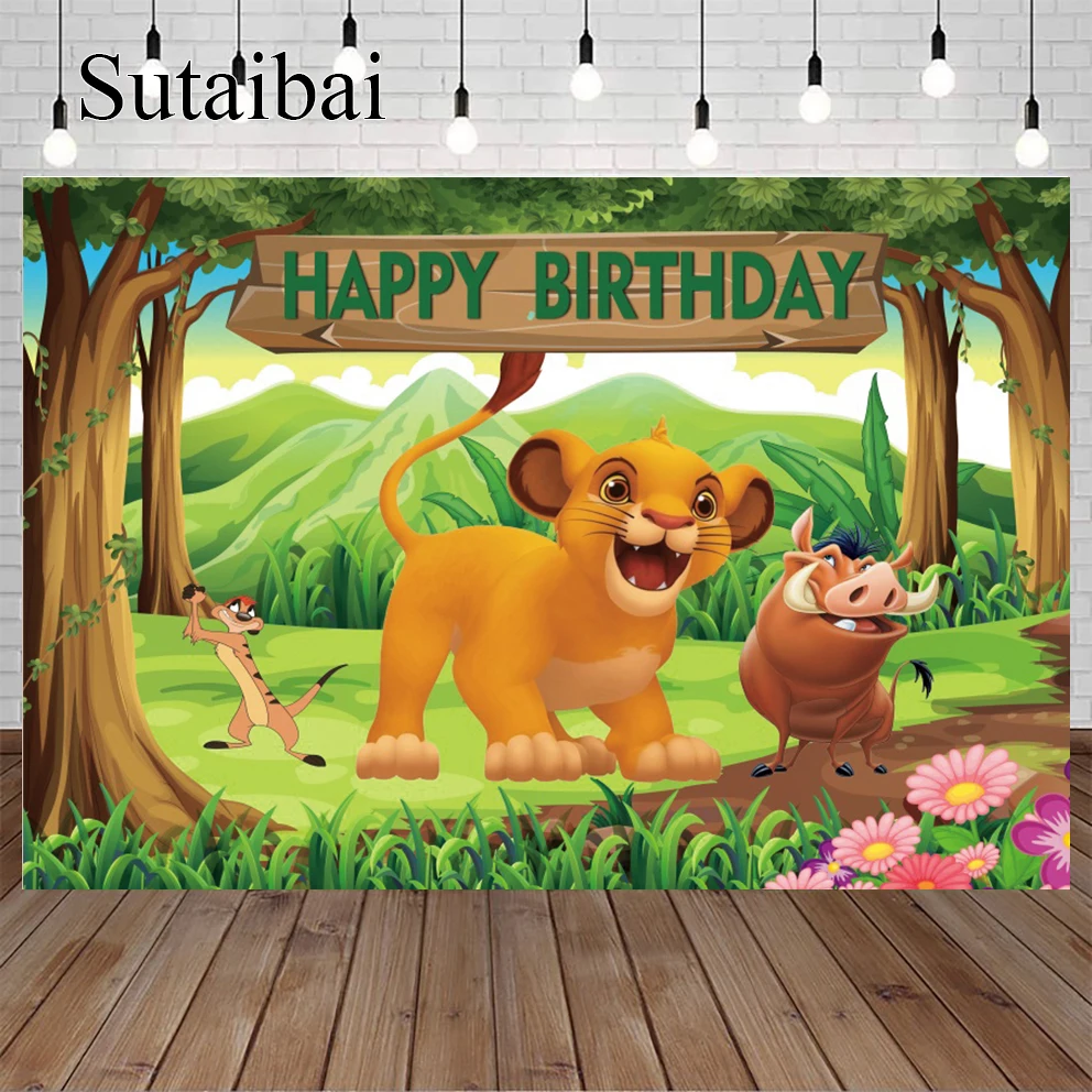 

Disney Cartoon Lion King Jungle Forest Backgrounds For Boys Birthday Party Baby Shower Decoration Customized Photozone Backdrops