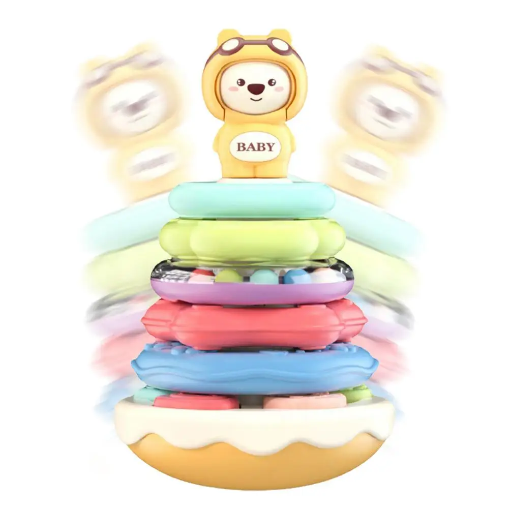 

Baby Stacking Rings Musical Toys Rattles Tumbler Nesting Circle Matching Blocks Cute Bear Toys Christmas Gifts For Kids Boys Gir