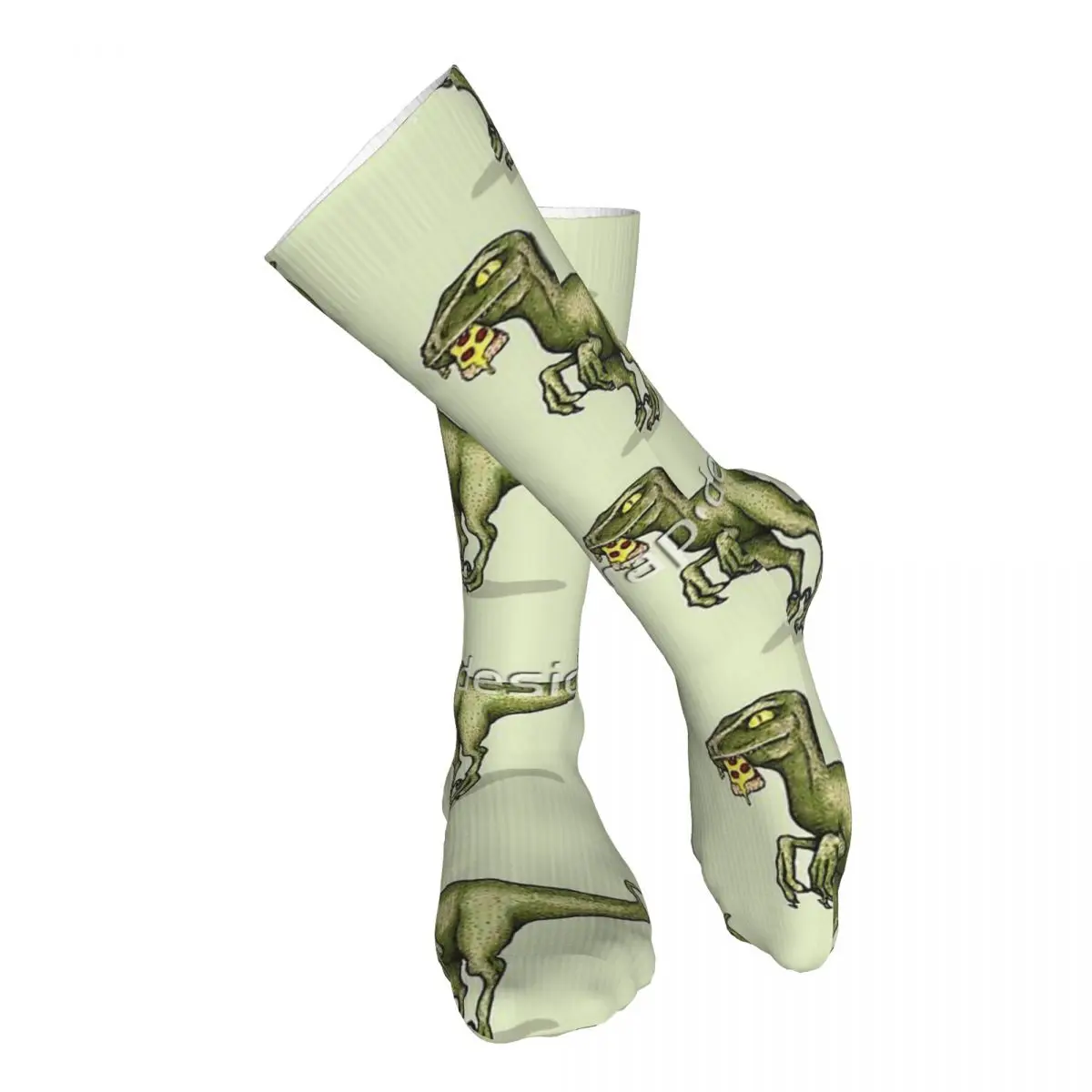 

Raptor Dinosaur Eating Pizza Slice Adult Stockings Stretchy Suitable For Sports comfortable Bright Colours