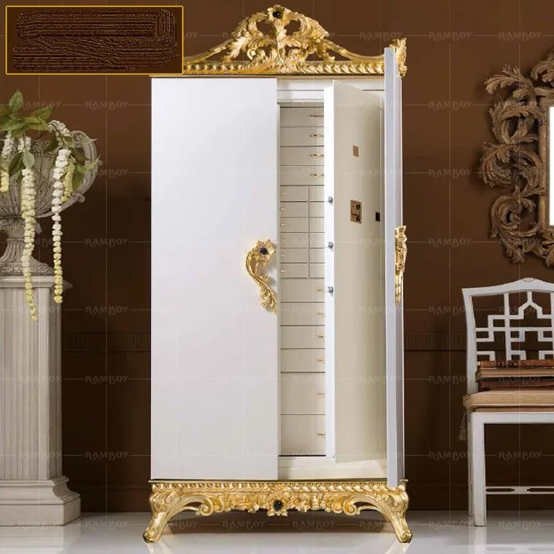 

Европейский резной шкаф из цельной древесины, французские белые роскошные шкафчики с двумя дверцами для спальни, неоклассическая мебель