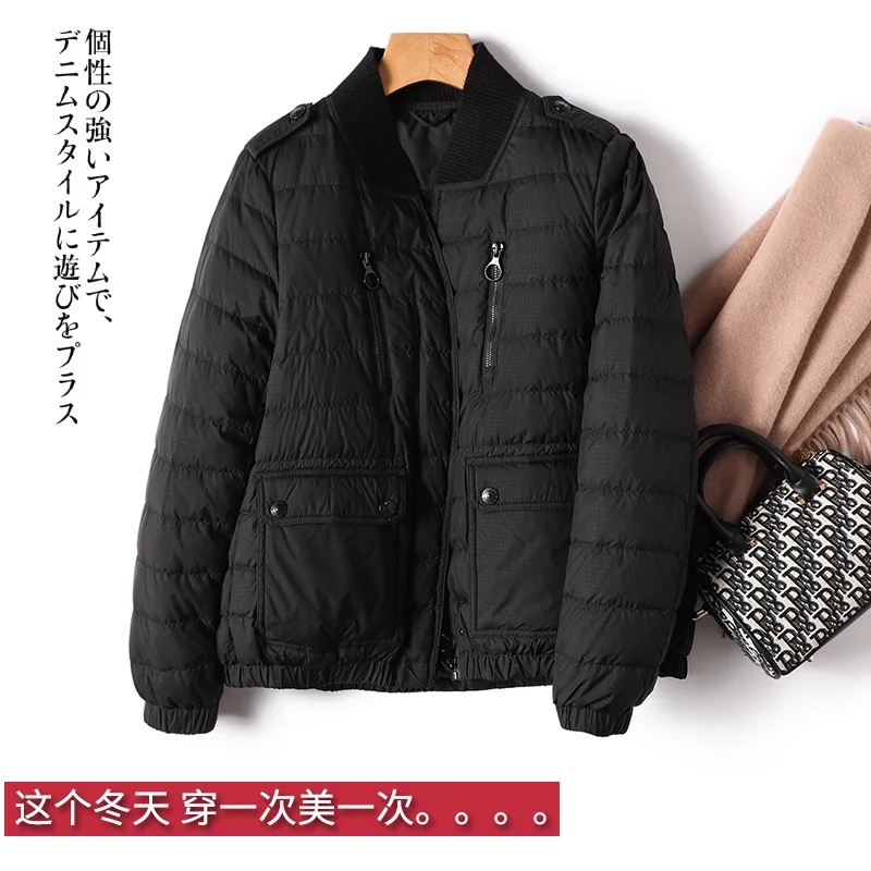 Thin 90%  White Duck Down  Casacos De Inverno Feminino  Coat Jackets for Women  Autumn/Winter  Zipper  Spliced  Casaco Feminino