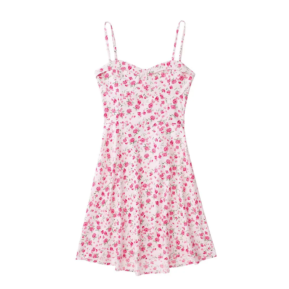 

Модное Плиссированное шикарное и элегантное женское платье ZATRHMBM с цветочным принтом, мини-юбка без рукавов с завязкой сзади, платья для жен...