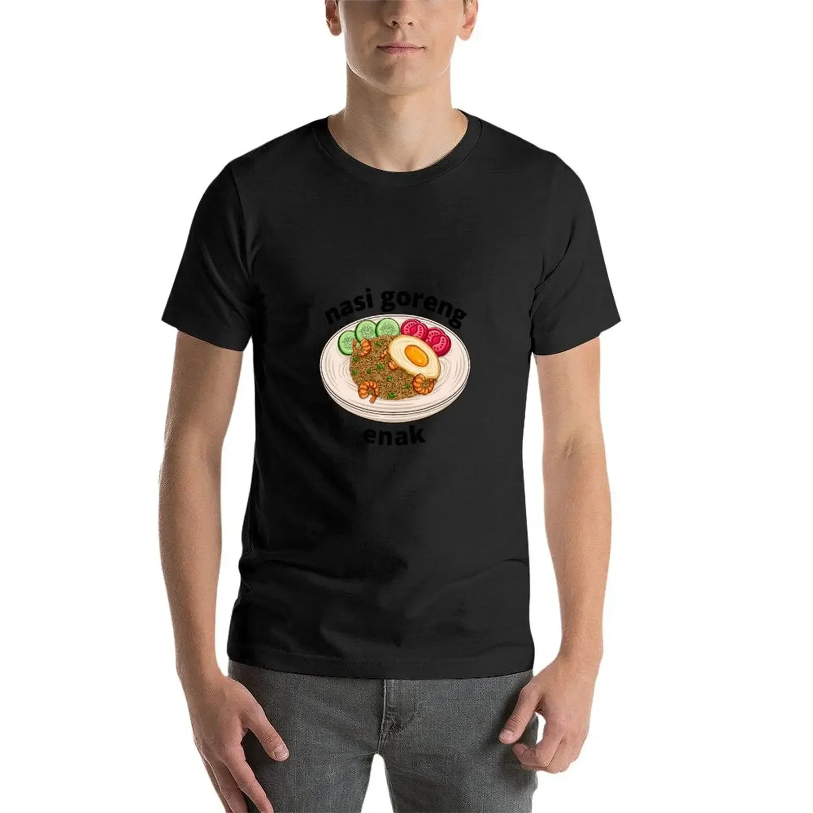 nasi goreng enak T-Shirt Эстетическая одежда Essential футболка Мужская хлопковая