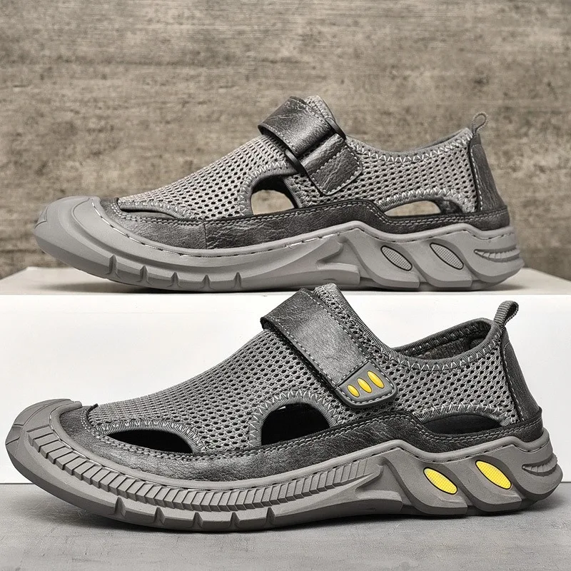 Сандалии пляжные Нескользящие мужские дышащие кроссовки модная повседневная