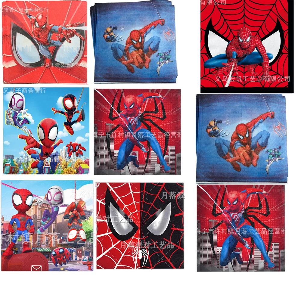 20 шт./упак. тематические салфетки с изображением Человека-паука для вечеринки в