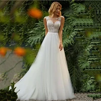 queen v neckline wedding dress boho v neck lace appliques chiffon button sweep workout elegant bride2022 custom made bridal gown