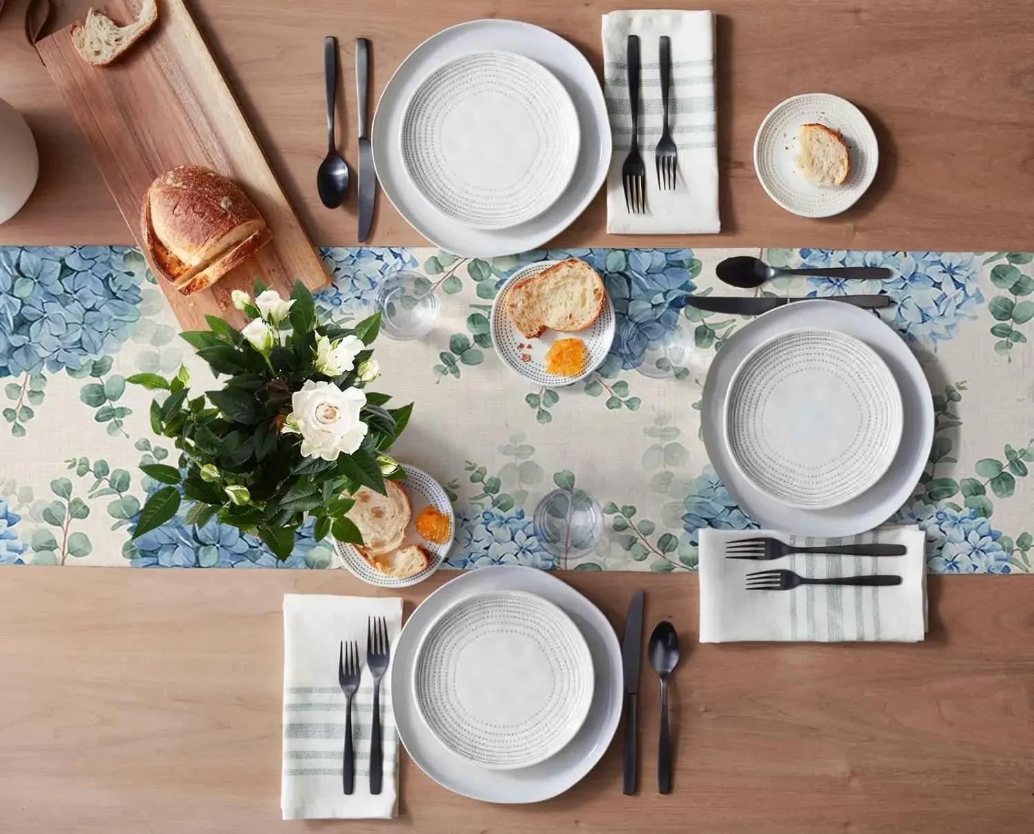 Голубая Гортензия эвкалипт растения льняные настольные дорожки украшение для