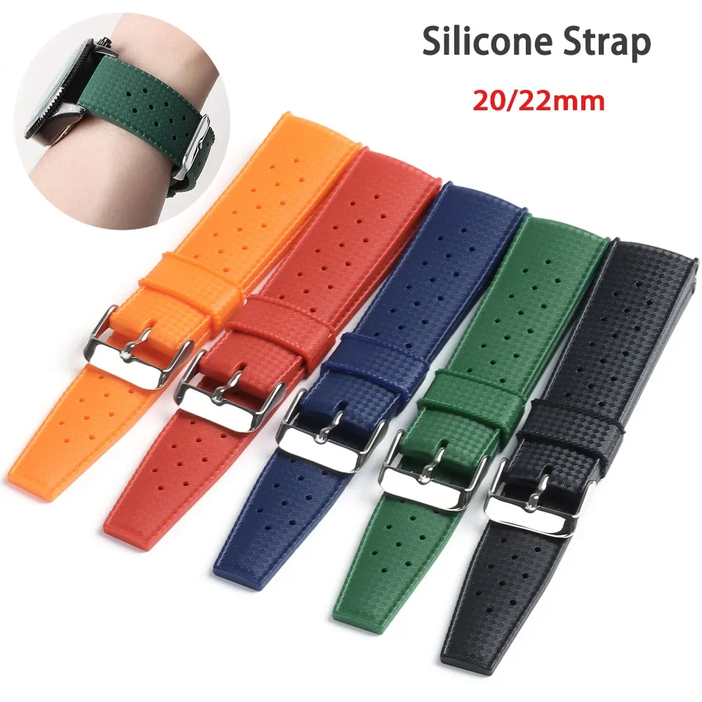 Ремешок силиконовый для наручных часов Seiko резиновый водонепроницаемый