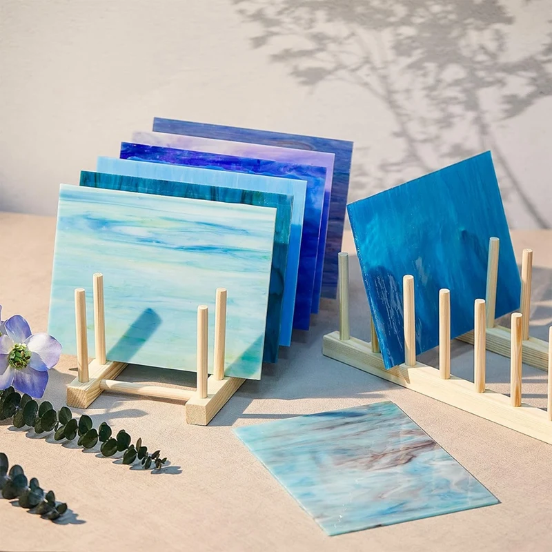 Стеклянный ящик для хранения из 4 предметов бамбуковая подставка посуды цветных