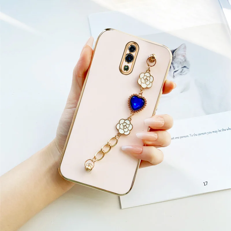 

Dark Blue Love Chain Case for OPPO Reno 4G Reno Z 3 4 Reno 5 6 7 F21 Pro F15 A91 Find X3 Lite Flower Love Women's Bracelet