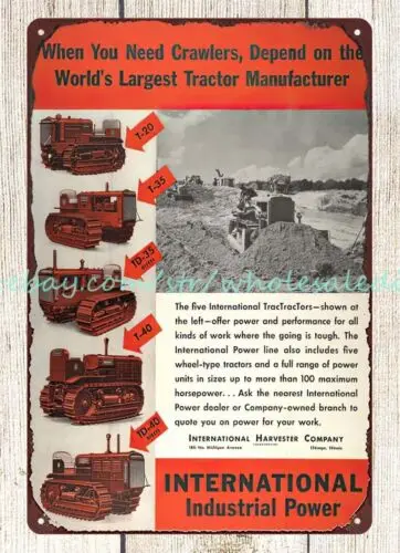 Сельскохозяйственные тракторы 1930s IHC металлический жестяной знак садовые