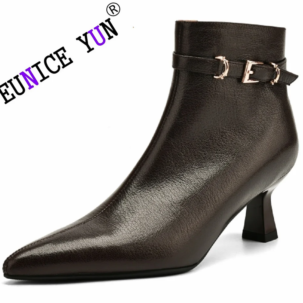 【EUNICE YUN】Женские лаконичные ботильоны ручной работы из натуральной кожи
