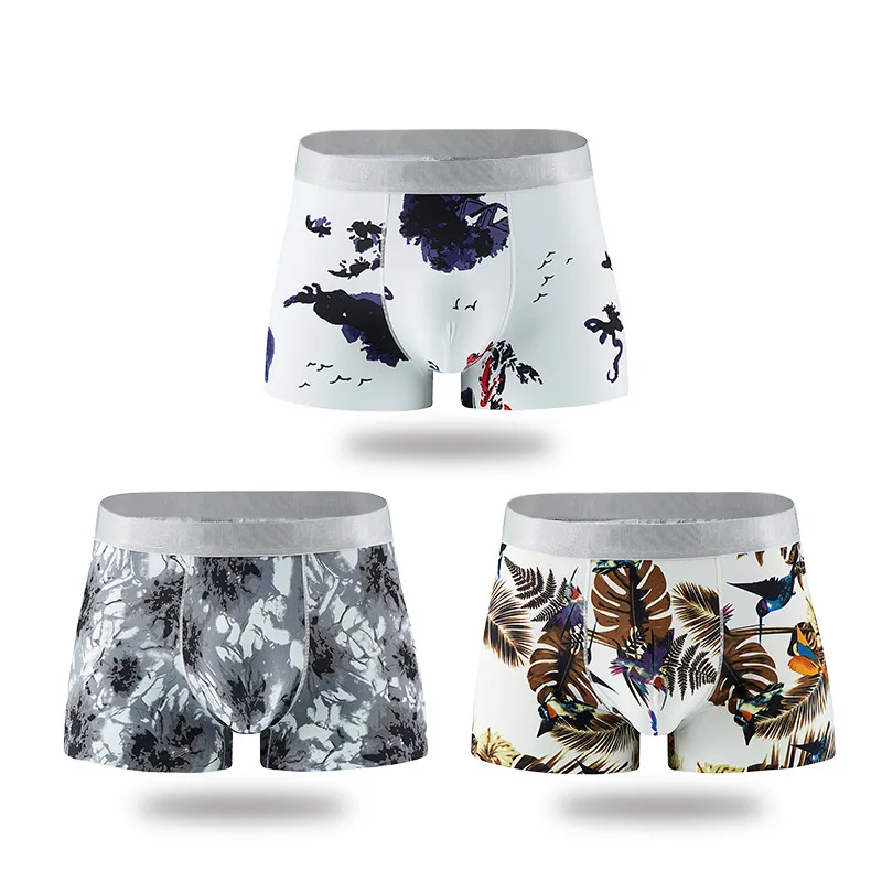 Mens Boxer Cotton Boxer Underwear Men Boxers Mens Underpants Male Panties Breathbale Shorts U Convex Pouch Men Printing Boxers