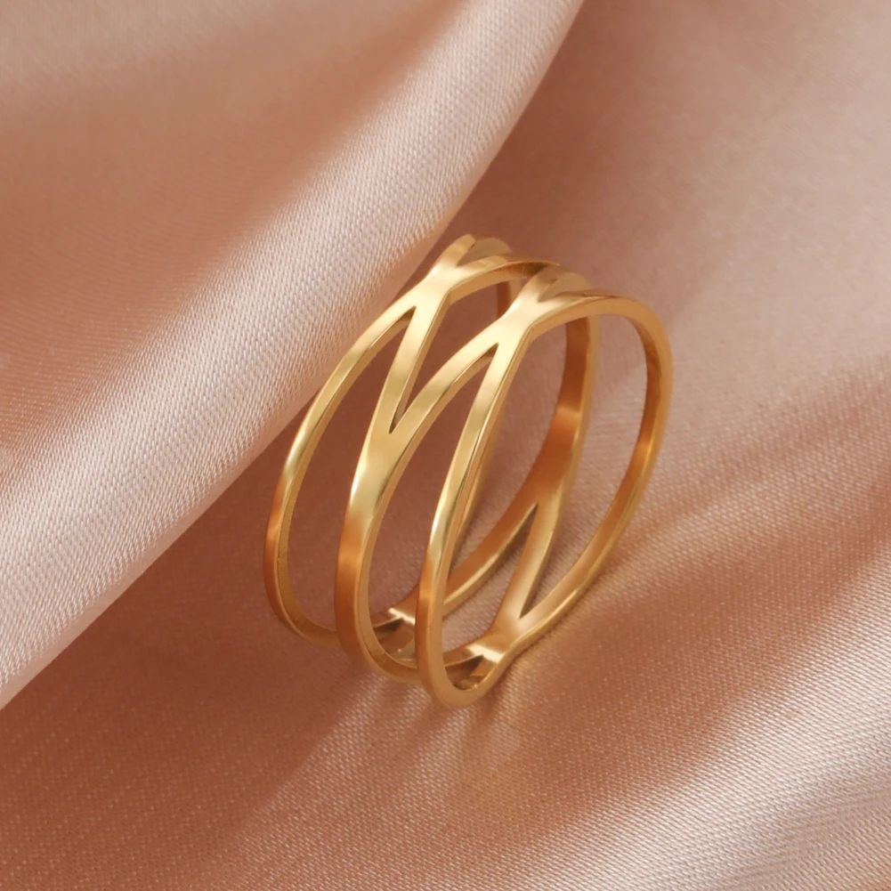 

Vassago Korean Minimalist Stainless Steel Double X-shaped Men's And Women's Rings For Friends As Jewelry Gifts for Dropshipping