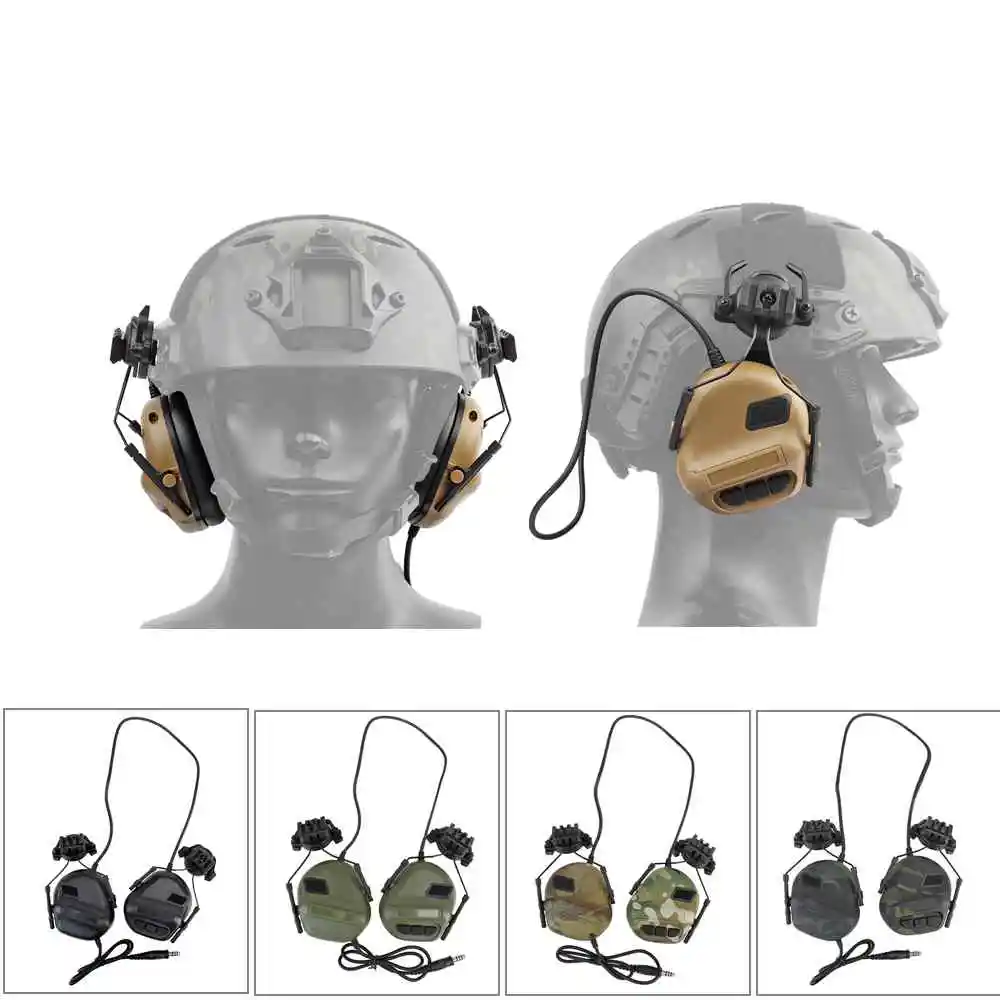 Tactical Electronic Shooting Earmuff Anti-noise Headphone Sound Amplification Hearing Airsoft Protection Headset W/ Helmet Rail