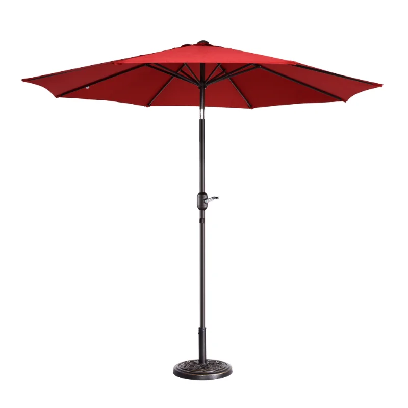 

BOUSSAC 9' Outdoor Patio Umbrella with 8 Ribs, Aluminum Pole and Auto Tilt, Fade Resistant Market Umbrella, Patio Umbrellas