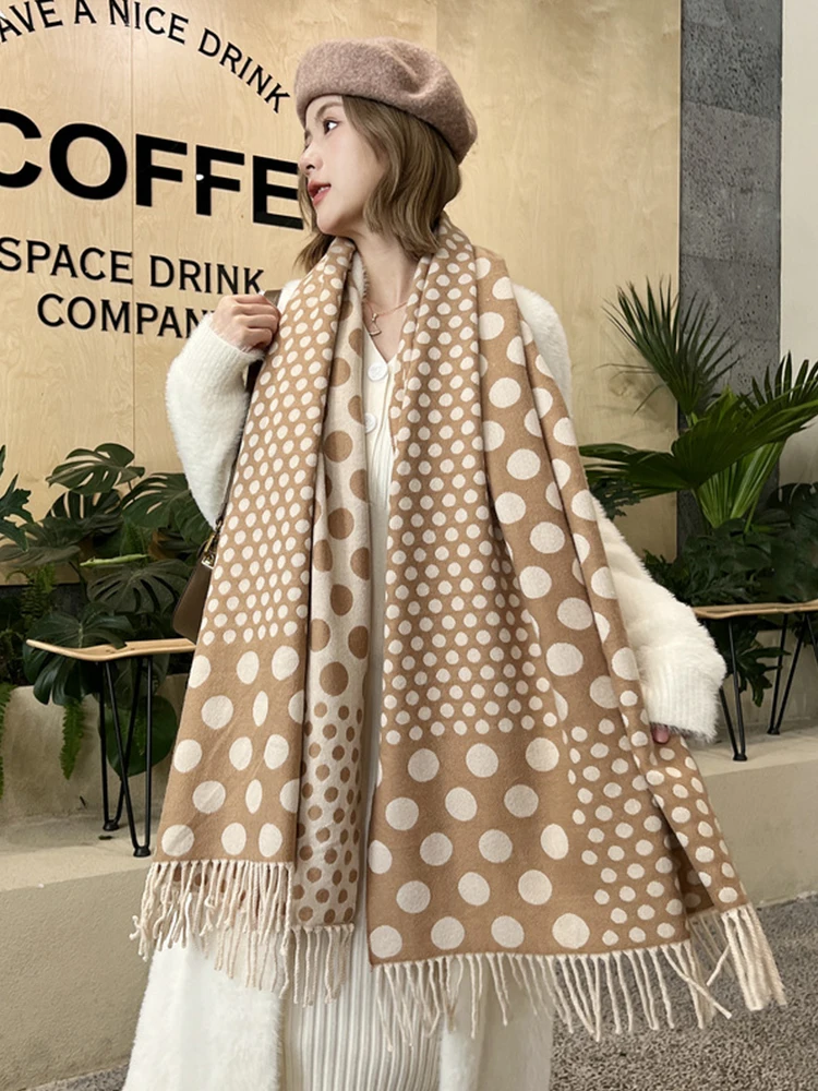 Винтажный вязаный шарф из искусственного кашемира головной платок зимняя