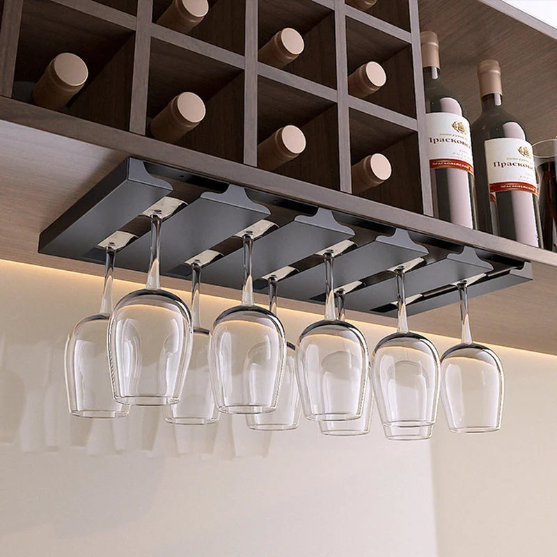 

Wine Glass Rack Under Cabinet Stemware Holder Storage Hanger Metal Organizer for Bar Kitchen