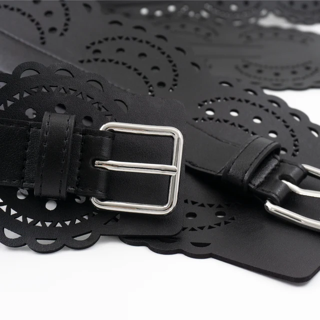 Cut out carved leather waist closure 3