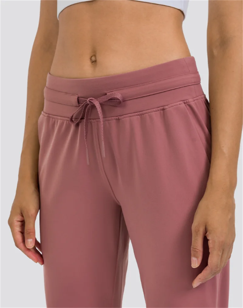 

Women Workout Sport Joggers Pants Women Drawstring Fitness Jogger Soft Leggings Two Side Pockets Full Length Pant