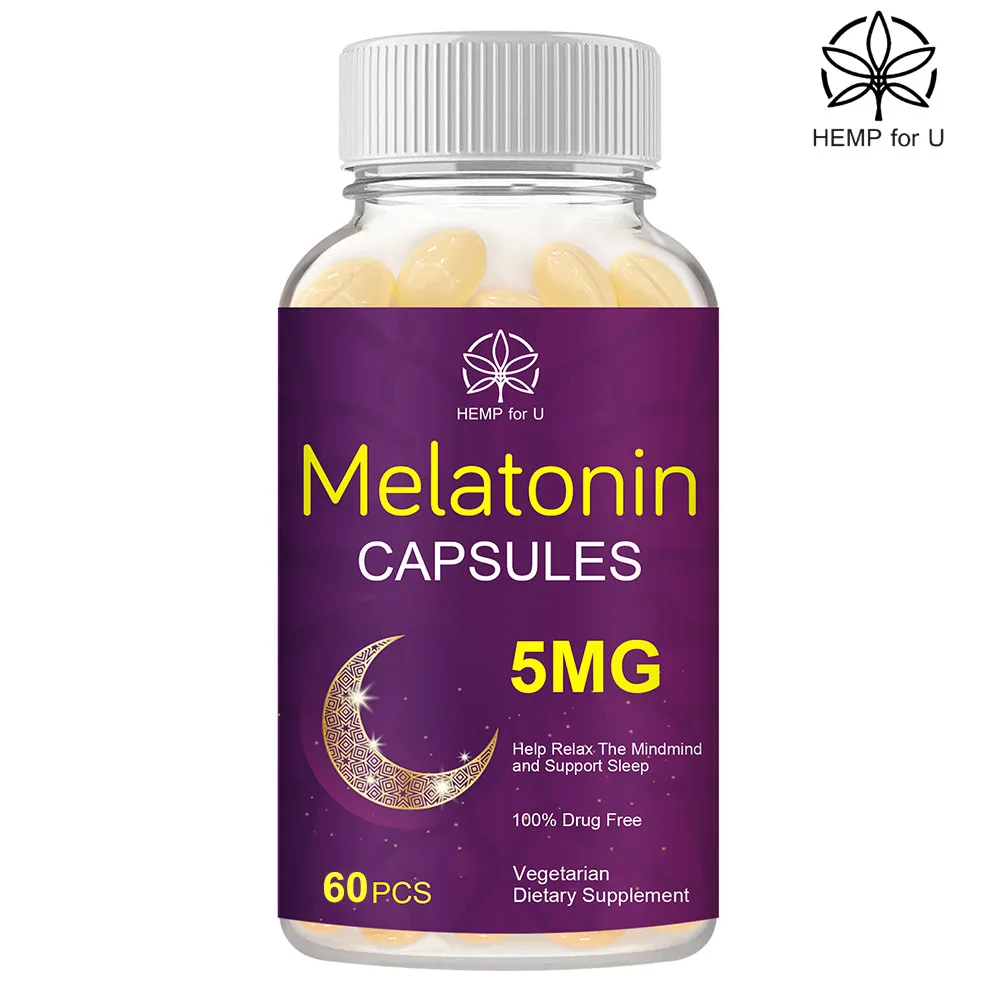 

HFU 5 мг капсулы мелатонина витамин B6 снятие стресса помогает глубокому сну Улучшение сна для женщин мужчин среднего возраста 60 шт.