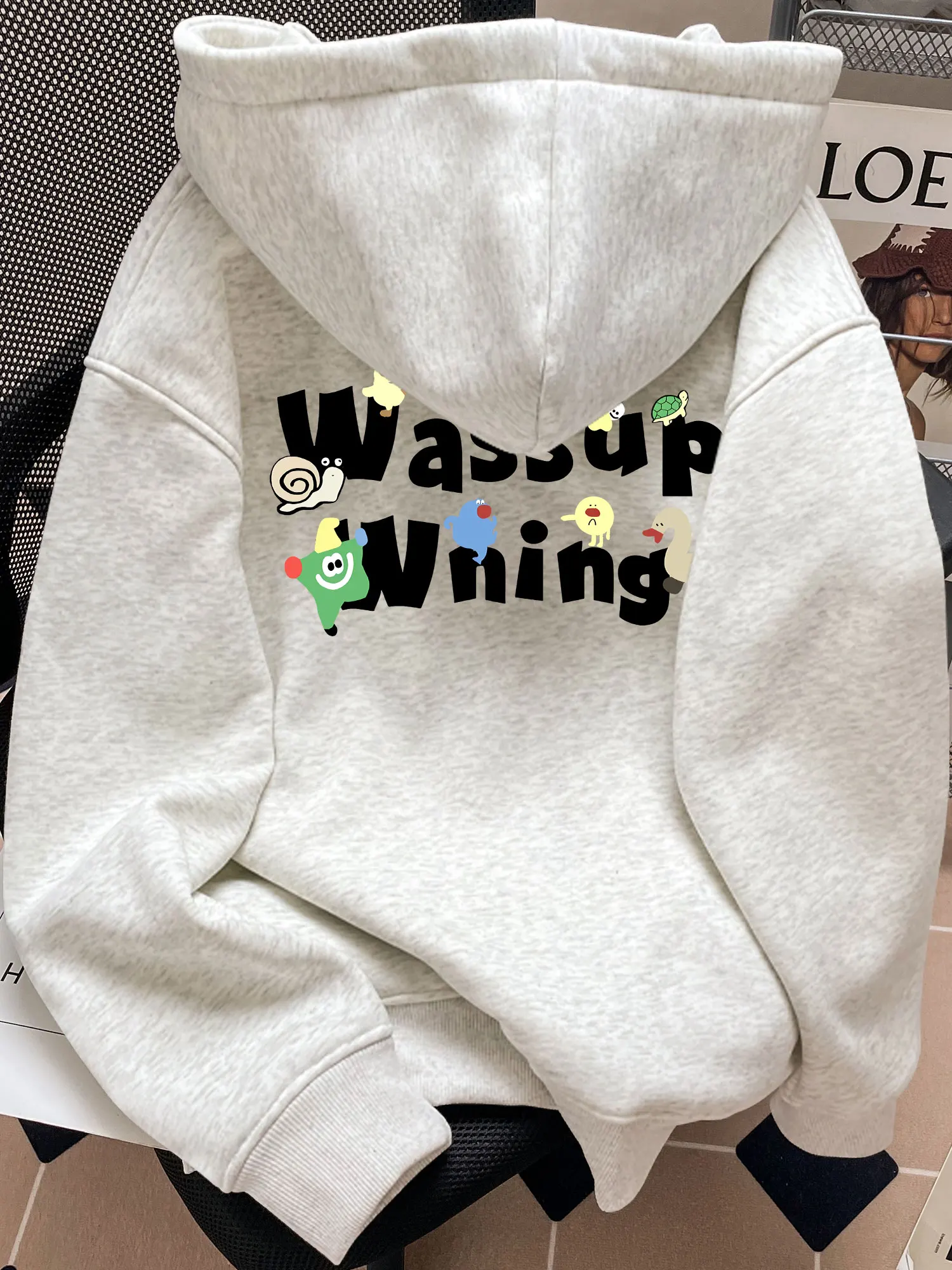  Утолщенная толстовка с капюшоном на флисовой подкладке женская осенне-зимняя