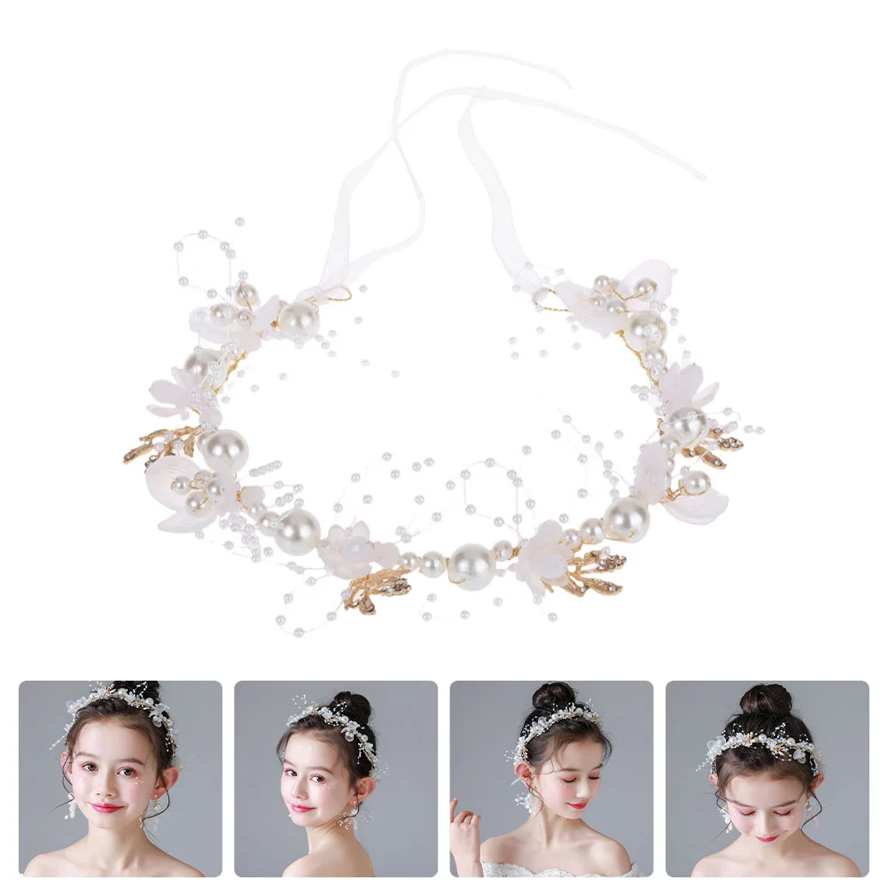 

Повязка на голову с цветами для девочек, свадебная корона, аксессуары для волос, головной убор для невесты, белый головной убор для невесты