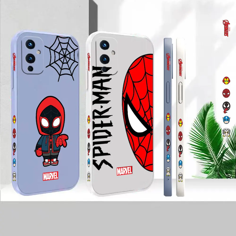 

Liquid For Oneplus 11 10 9 9R 9RT 8 8T 7 7T Ace 2 2V Nord CE 2 Lite Pro Cover Marvel Avengers Funny Spider-Man Case Funda Cqoue