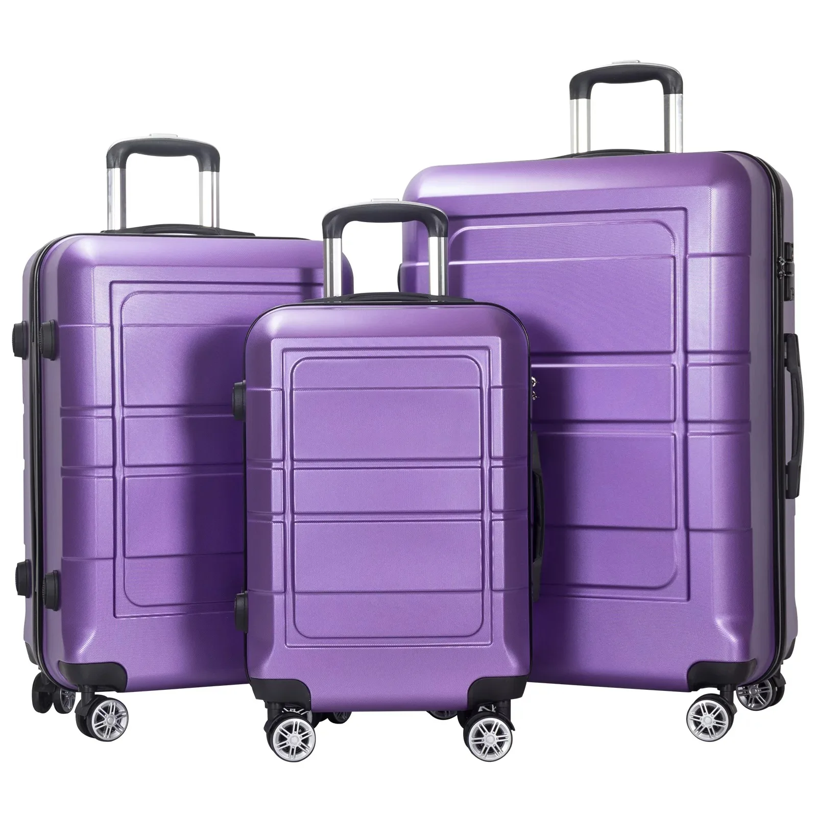 Sets With Tsa Locks And Durable Spinner Wheels Suitcase(20/24/28), Purple - New-us