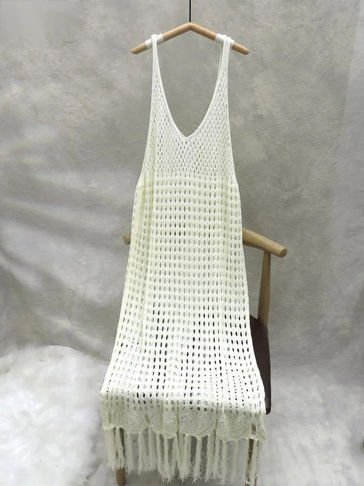 

Женское трикотажное платье на бретельках, с открытой спиной, без рукавов