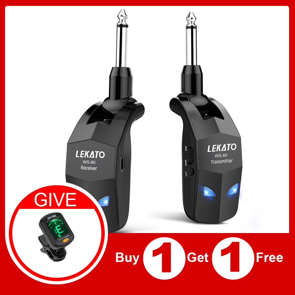 LEKATO 2 4 ГГц Беспроводная бас-система для гитары Встроенный перезаряжаемый