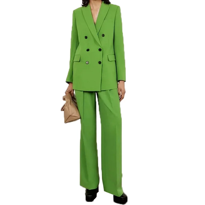 Женский офисный костюм из двух предметов элегантный однотонный пиджак с