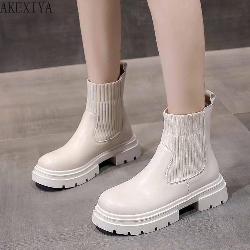 Женские ботильоны 2022 модные черные ботинки-носки без шнуровки Женская обувь в