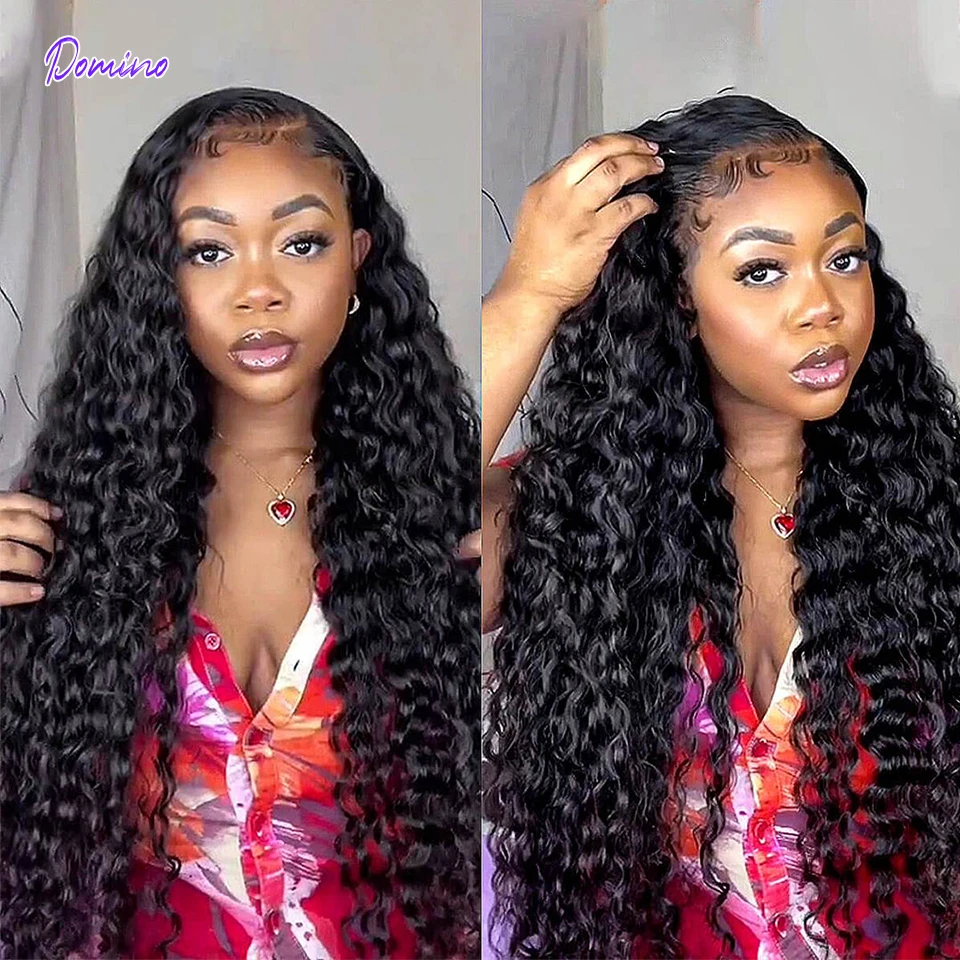 Deep Wave Frontal Wig Brazilian Lace Front Curly Human Hair Wigs For Women 4x4 Closure Transparent 13x4 HD Lace Frontal Wig