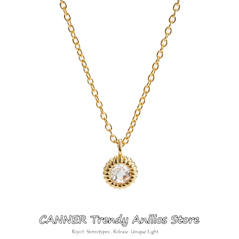 

Женское Ожерелье CANNER из стерлингового серебра 925 пробы с позолотой 148 пробы, универсальная цепочка до ключиц с блестящим цирконием, свадебные украшения