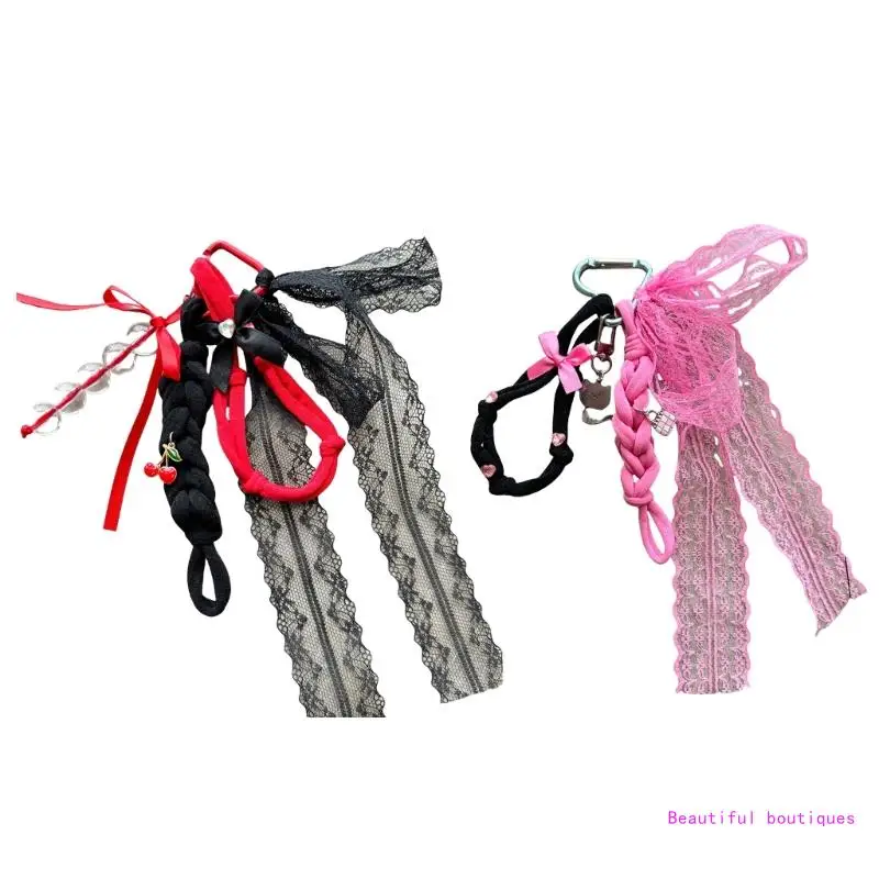 Очаровательный брелок с котом и бантом модная плетеная веревка ремешок для