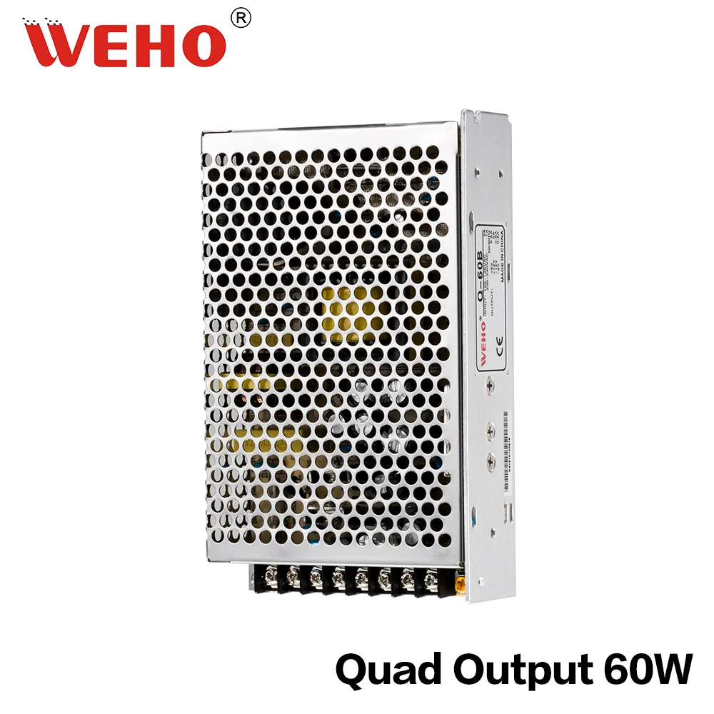 

WEHO Q-60W CE RoHS Quad Output 60W Power Supply 5V 12V -5V -12V/5V 15V -5V -15V/5V 12V 24V -12V SMPS Adjunstable Power Supply