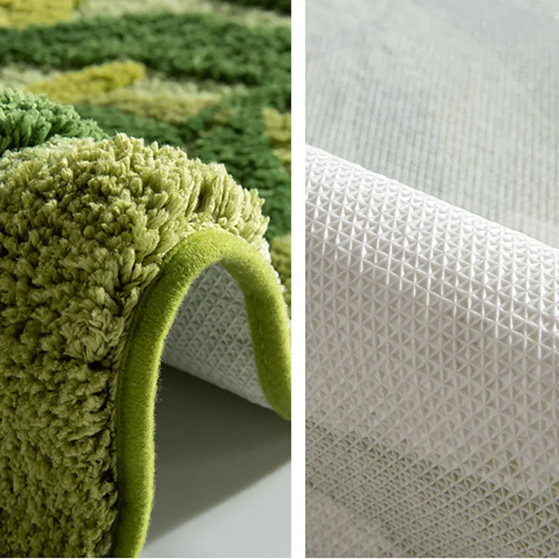 Коврик для ванной с зелеными листьями Нескользящий Впитывающий из микрофибры