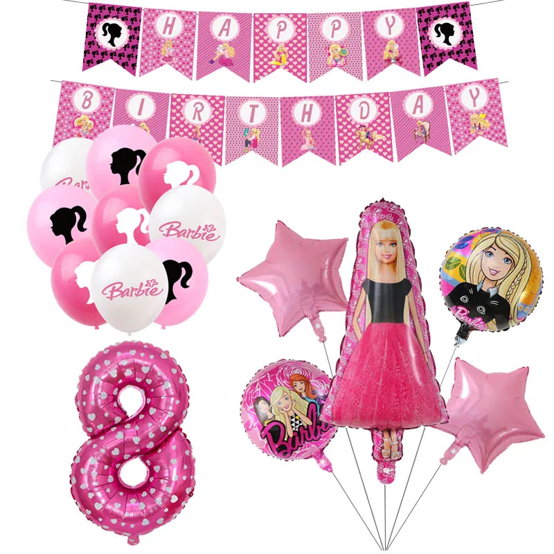 Pink Barbi Aluminum Ballon Girl Wedding Birthday Party Supplies Helium Globos Decor Baby Shower 32inch Number Foil Balloon Toy