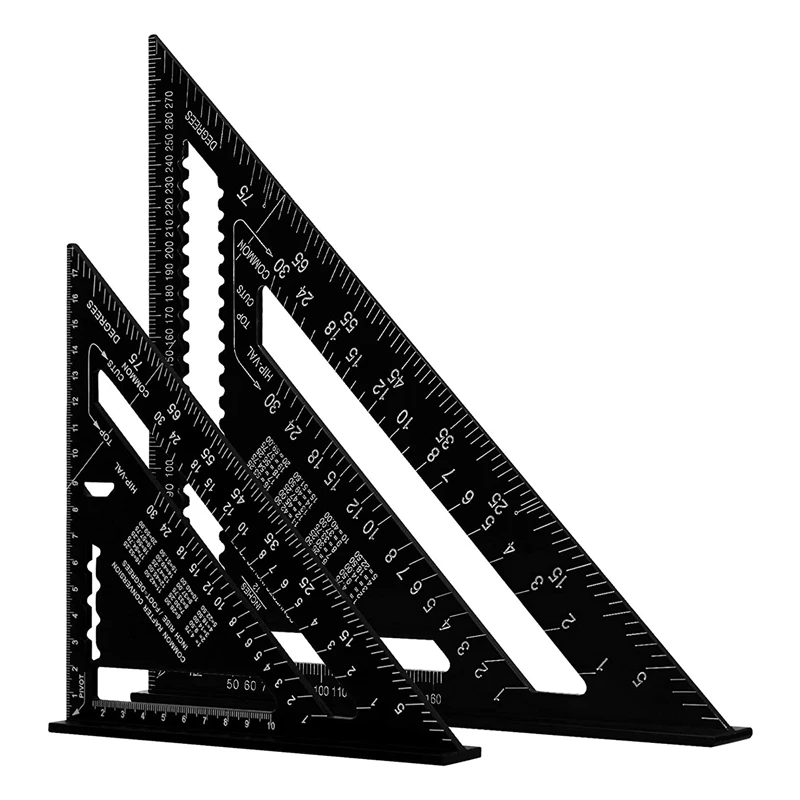 

2 Pack 7 Inch And 12 Inch Triple-Cornered Ruler, Square Protractor,Layout Measuring Tool For Engineer Carpenter