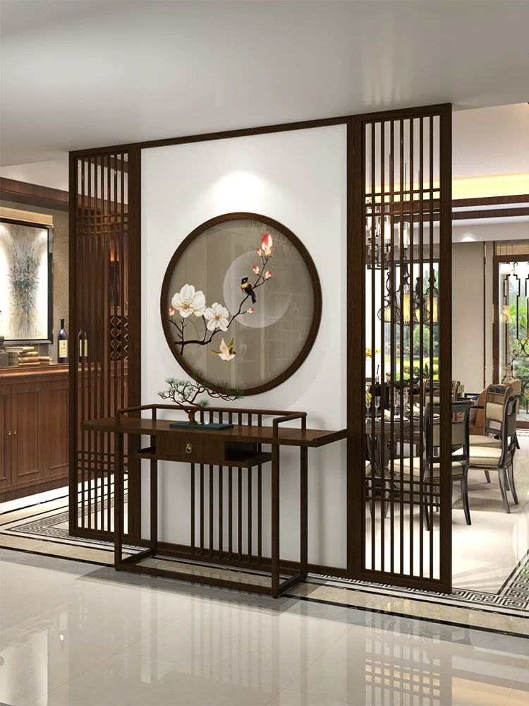 

Изготовленная на заказ новая перегородка для экрана в китайском стиле для гостиной, Входное украшение для крыльца из массива дерева для коридора, экстравагантная решетка