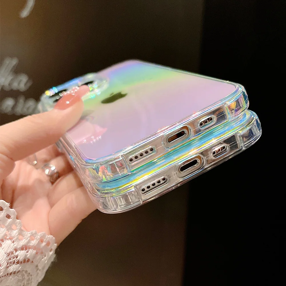 Прозрачный чехол для iPhone совместим с моделями 11 12 13 Pro max XS Max XR x rainbow