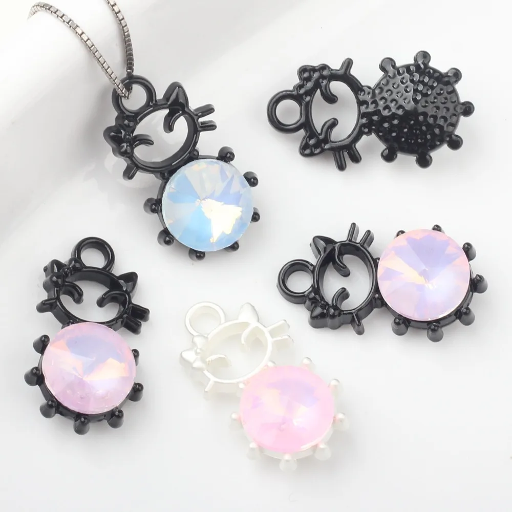 

10pcs Alloy Metal Hollow Out Cat Inlay Charms Pendant Earring Ornament Necklace Bracelet Jewelry DIY Accessories Supplies Craft