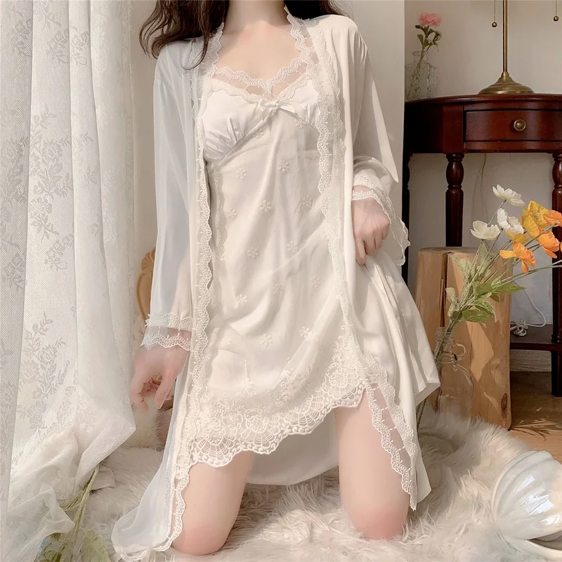 Qweek Women's Home Clothes Sleepdress Sexy Nightdress Nightgown Lace Sleepwear Nighty for Ladies Spaghetti Strap Summer