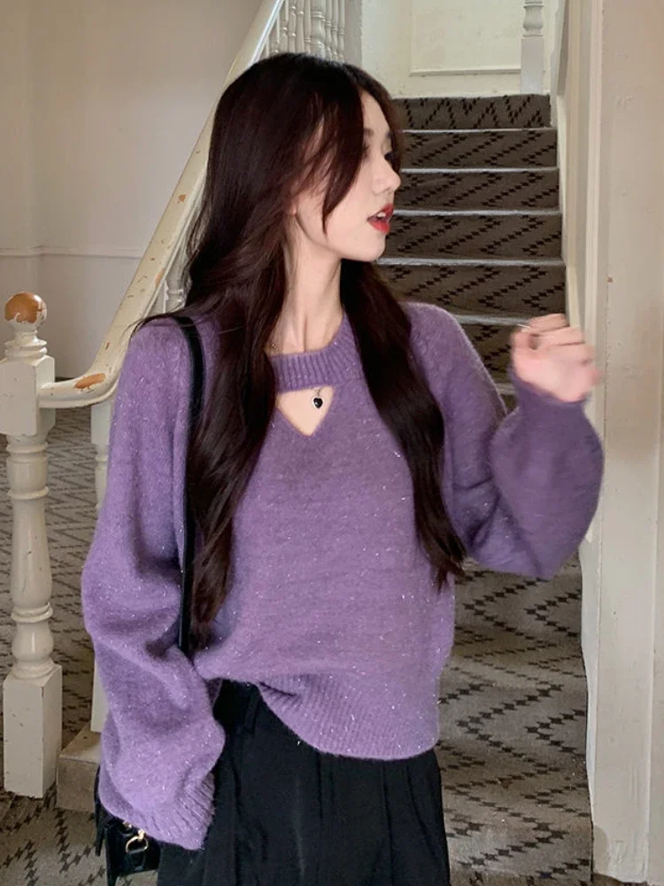 Выдалбливают дизайн толстый вязаный свитер с длинными рукавами женский