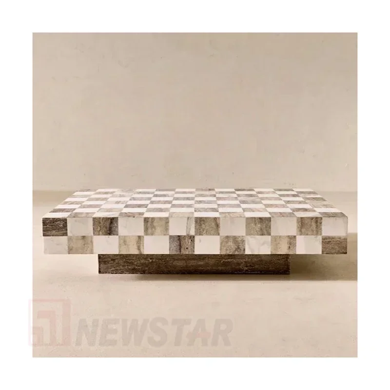 Фото Newstar Rojo Alicante красный натуральный мрамор квадратный журнальный столик шахматный столик белого цвета современный мраморный журнальный столик №3